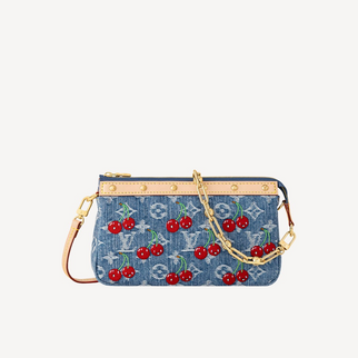 LV x TM Cherry Pattern Denim Shoulder Bag M13994