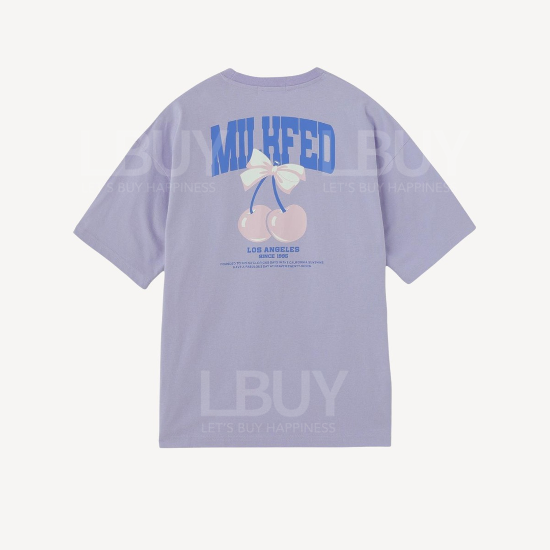 MILKFED Cherry And Ribbon Wide S/s Tee Light Purple