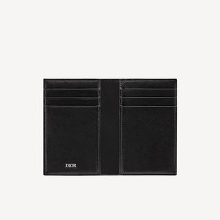 Dior Vertical Bifold Card Holder Beige and Black Dior Oblique Jacquard