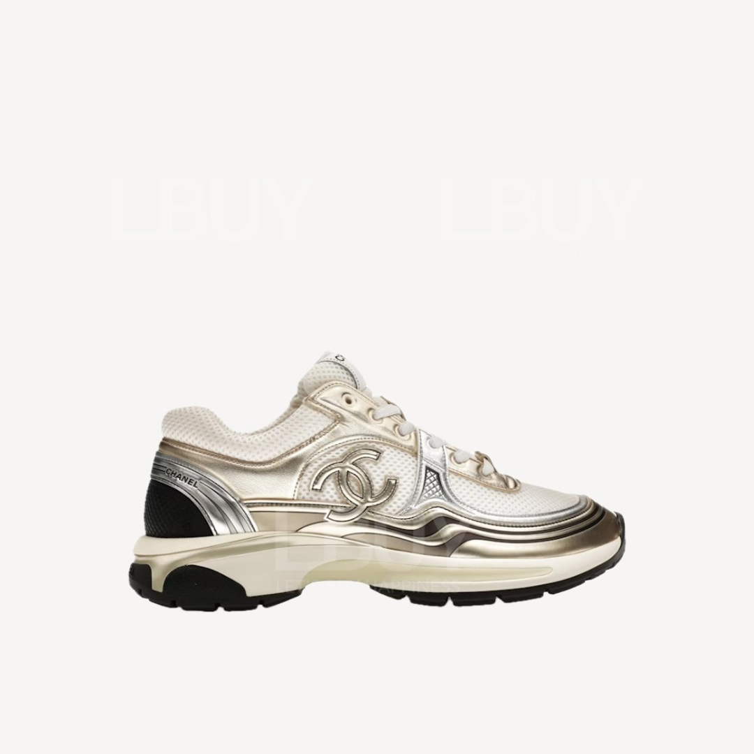 Chanel CC Logo Trainer Gold Laminate Sneakers G39792