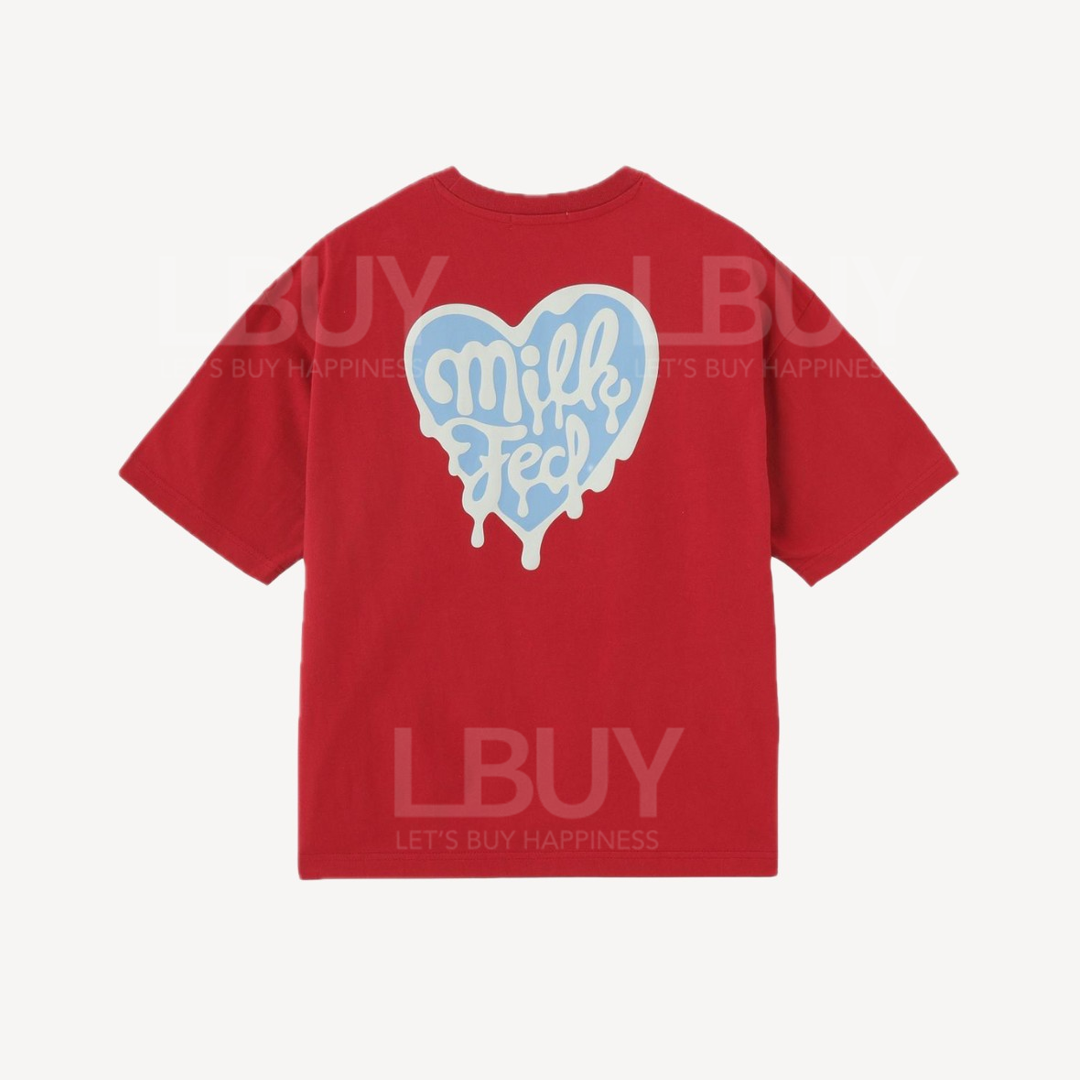 MILKFED Melty Heart Foam Print Wide S/s Tee Red