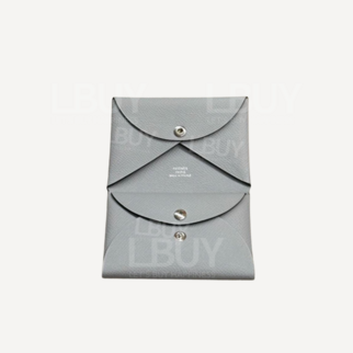 Hermes Calvi Duo Compact Card Holder Puppet Grey