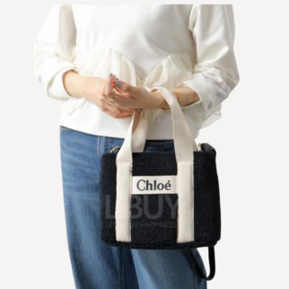 Chloe Black Teddy Bear Fur Tote Bag Slanted Bag C20688