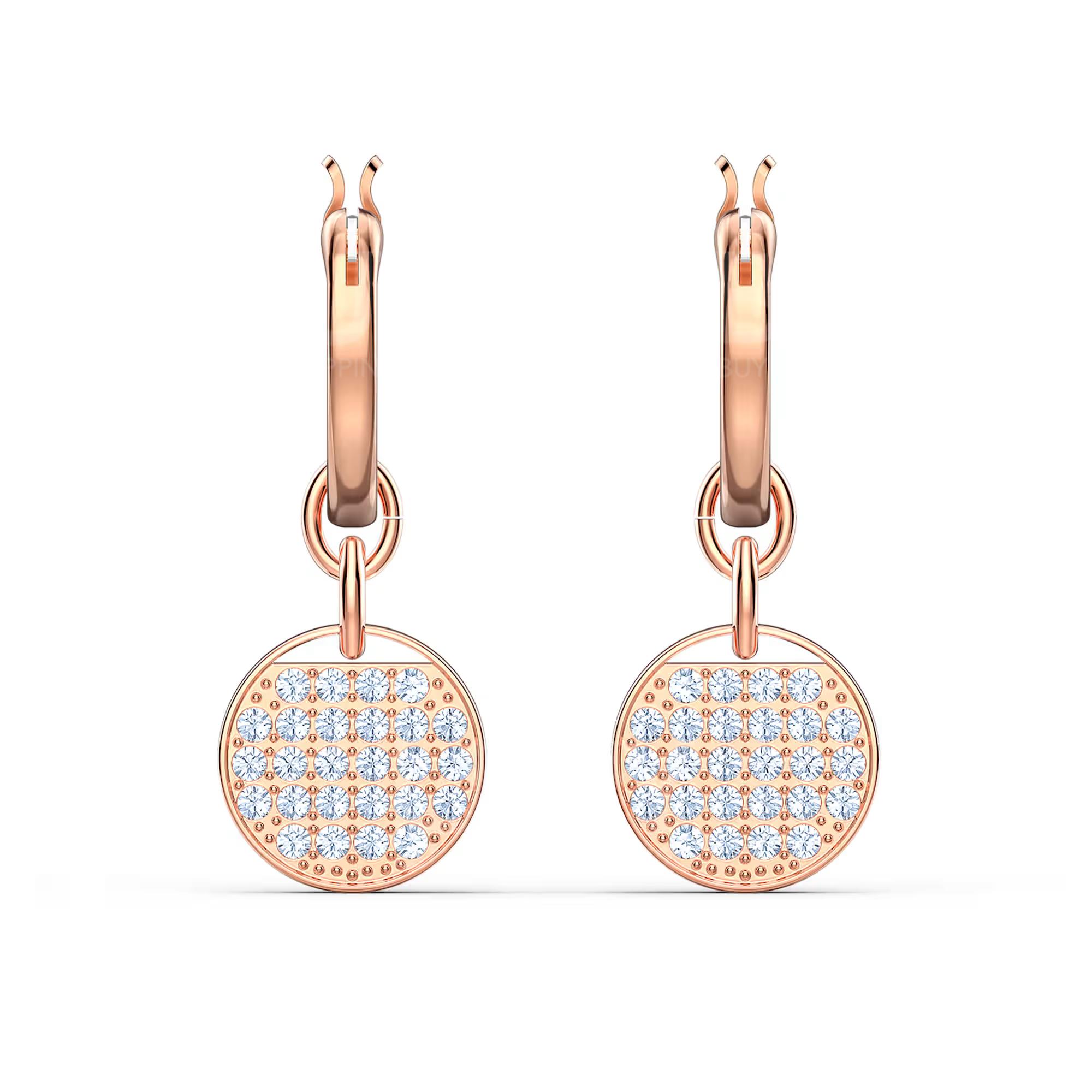 SWAROVSKI Ginger 水滴形耳環 (白色, 鍍玫瑰金色調)