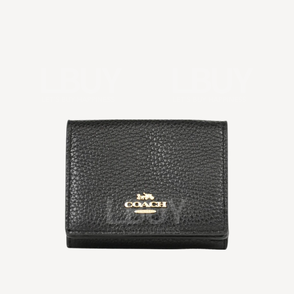 Coach 鹅卵石皮革折纸小型三折钱包