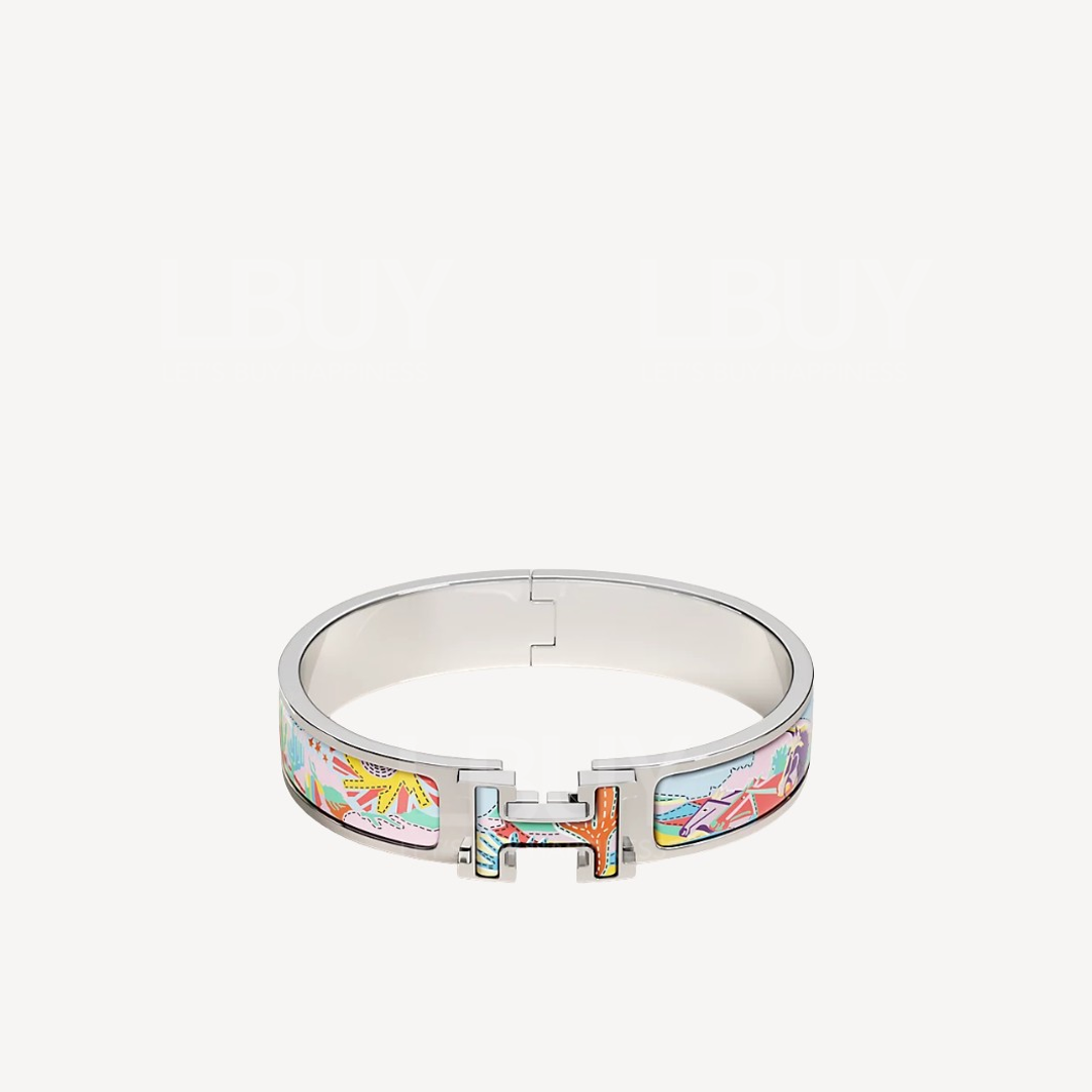 Hermes Clic H Bottes Story Bracelet Aurore 极光色配银色