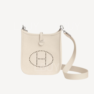 Hermes Mini Evelyne 16 Amazone Bag 奶昔白 银扣