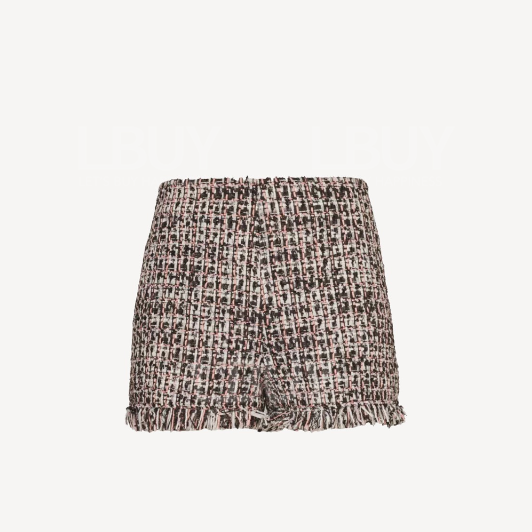 Self Portrait 流蘇圈線中腰織絨短褲 黑色粉紅色