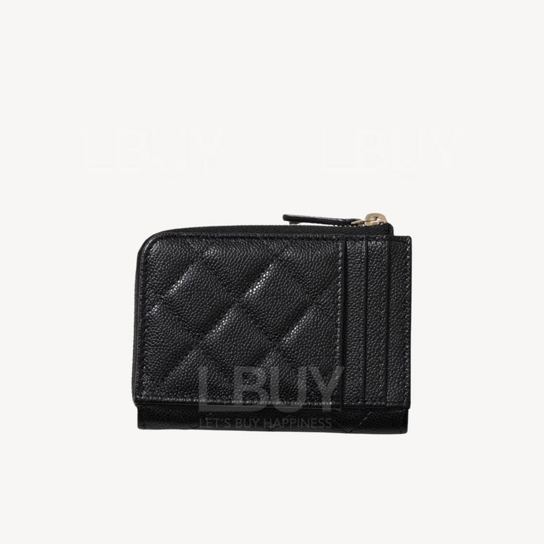 Chanel-Chanel CC Logo Black Zipper Coin Purse Card Bag AP4893