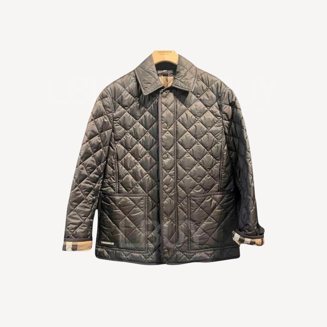 Burberry Plaid Double Sided Coat Jacket Black