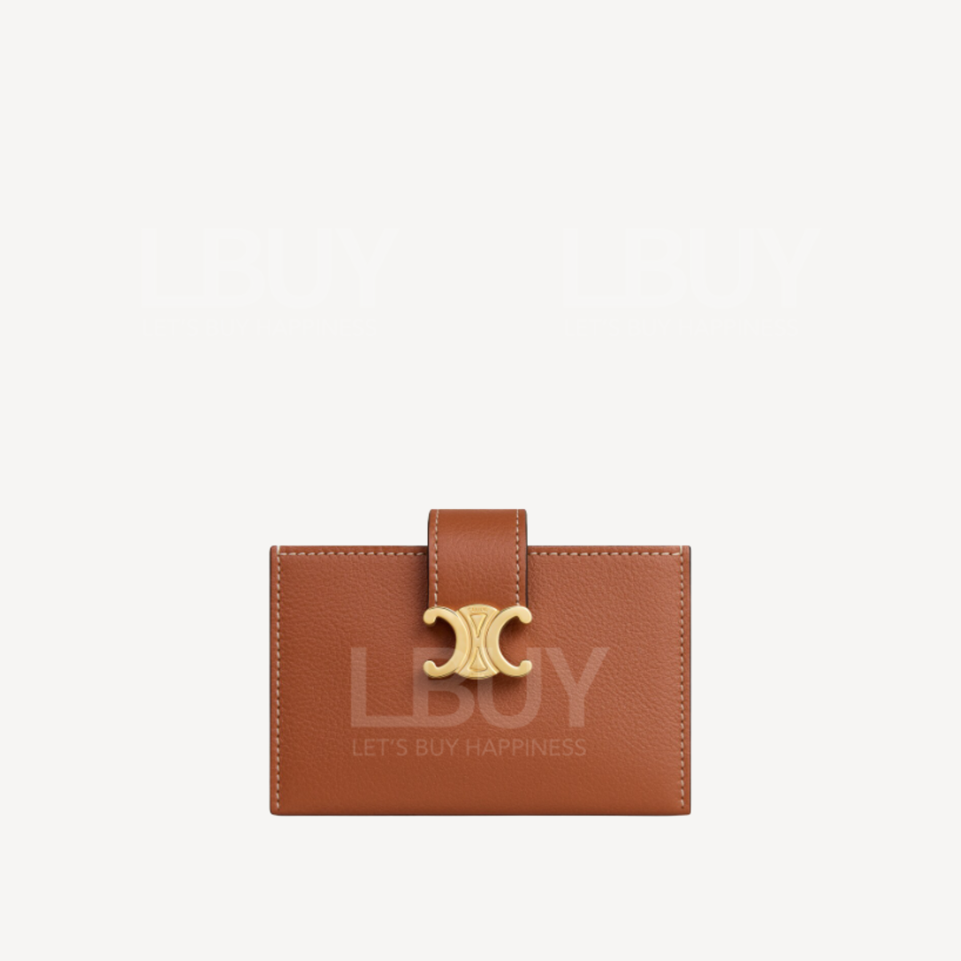 Celine 金色凯旋门标志 Nino Accordeon 风琴式卡包 棕褐色