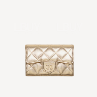 Chanel 細號垂蓋卡片套 金色配金色CC Logo AP0214