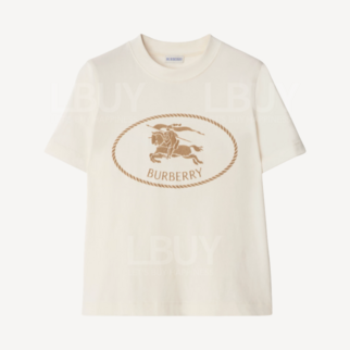 Burberry 女裝戰馬圖案棉質白色T恤 81098171