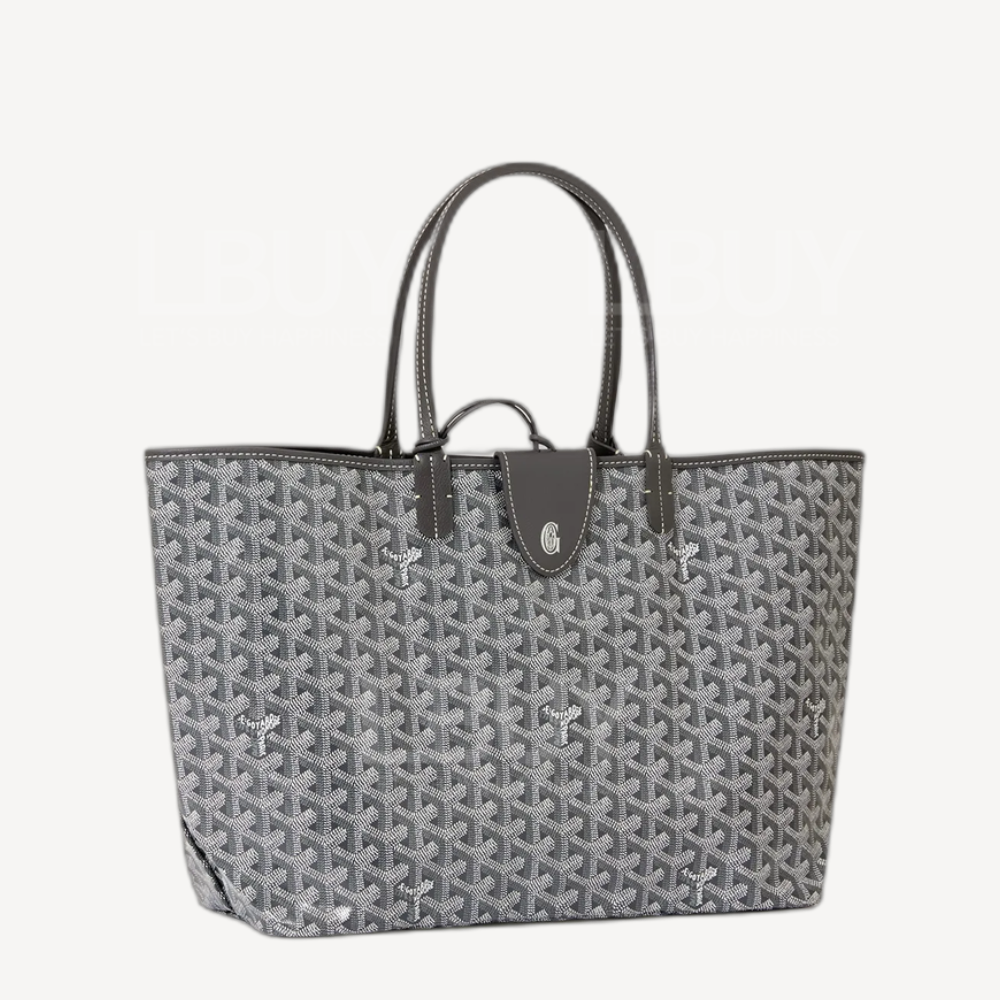 Goyard Saint Louis Bag PM Shoulder Bag Pouch with leather magnet clip Grey