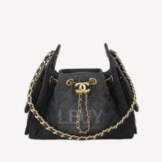 Chanel 25 迷你包 牛仔黑色金扣 AS5631