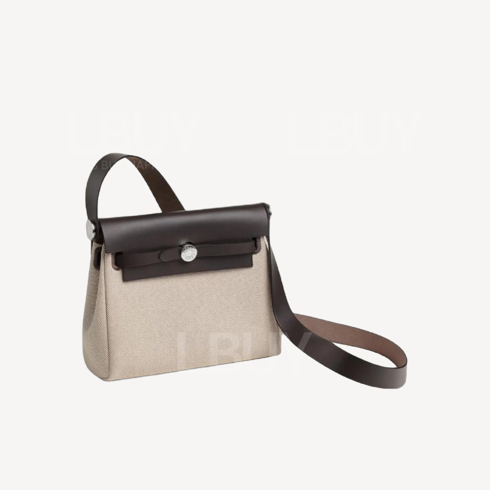Hermes Herbag Zip 20 Bag 烏木色米白拼銀扣