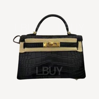 Hermes Mini Kelly II 霧面鱷魚皮 黑金
