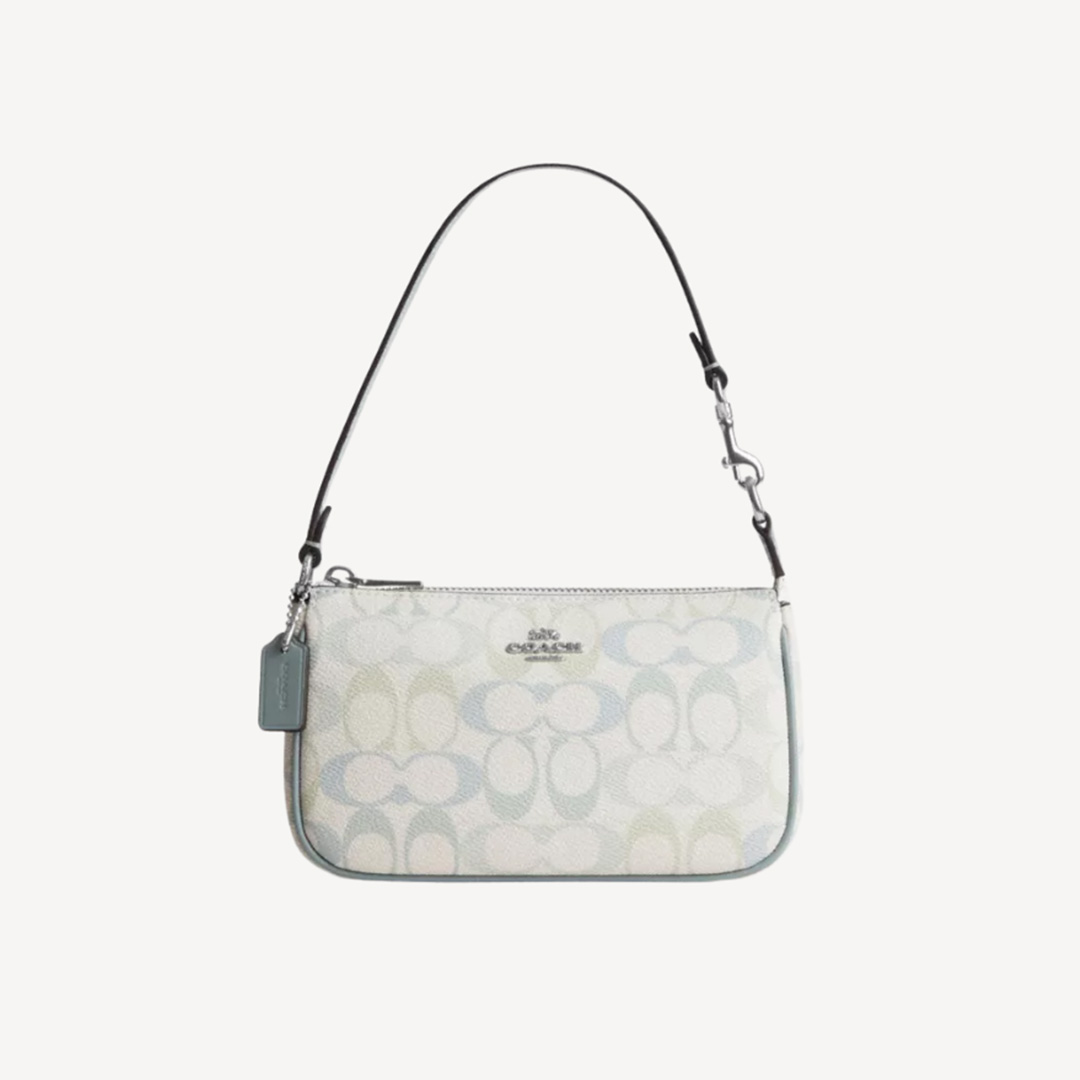 Coach Nolita 19 In Signature Canvas 手袋 粉笔白 冰川蓝