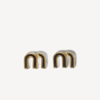 Miu Miu 搪瓷黑金 耳钉耳环