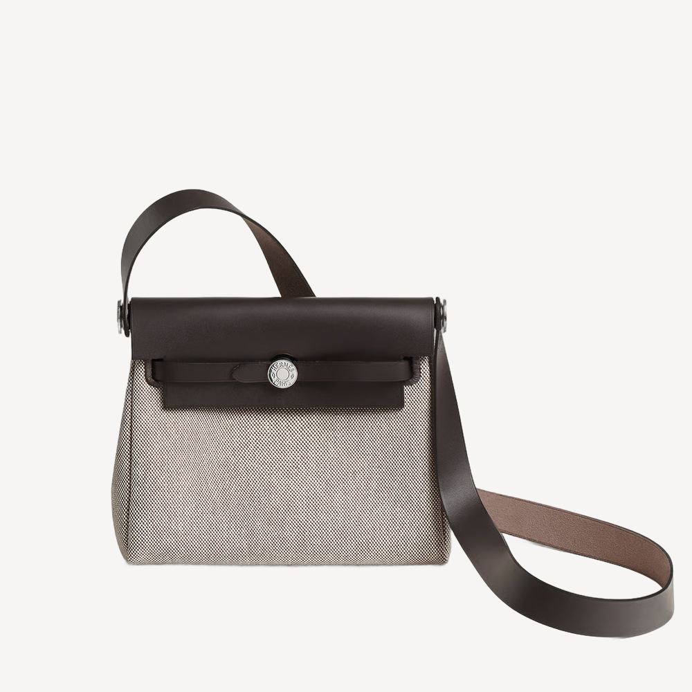 Hermes Herbag Zip 20 Bag Mini 烏木色米白拼银扣