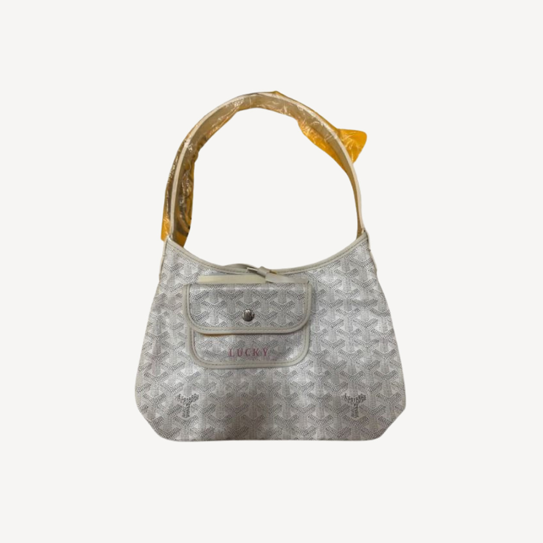 Goyard Boheme Hobo Mini 限量版單肩袋 白色 併粉紅色繪字Lucky