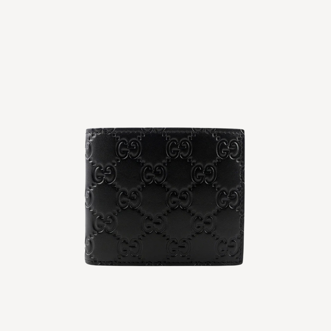 Gucci 經典GG皮革對摺銀包 黑色 779836