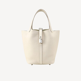 Hermes Picotin Lock 18 Bag 手挽袋 Craie 奶昔白 银扣