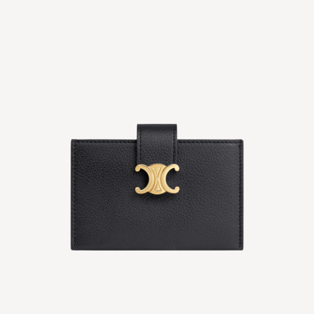 Celine 金色凱旋門標誌 Nino Accordeon風琴式卡包 黑色