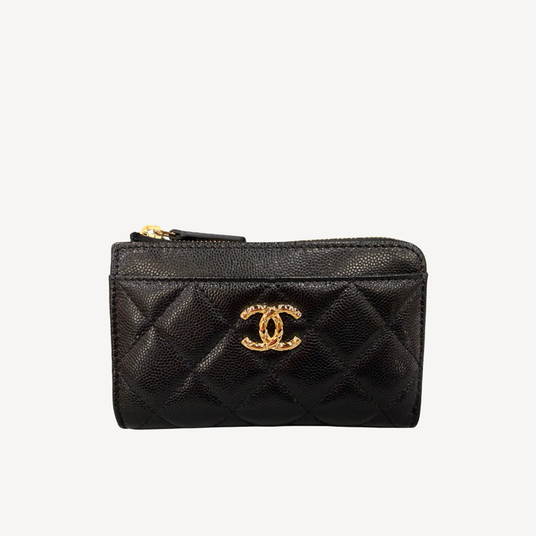 Chanel-Chanel gold CC logo zipper wallet AP5015