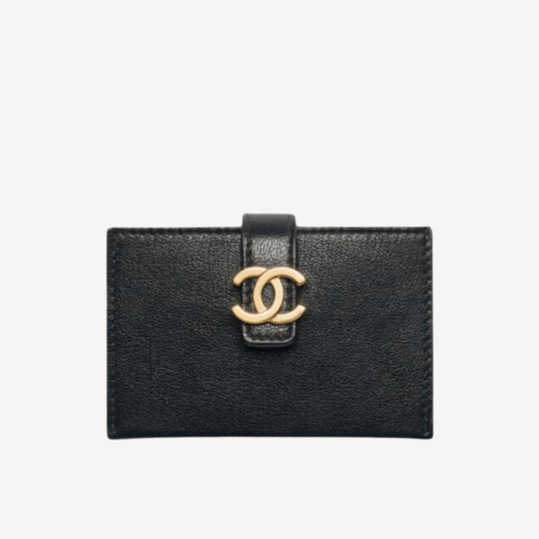 Chanel 金色CC Logo扣細搭帶黑色銀包 AP5329