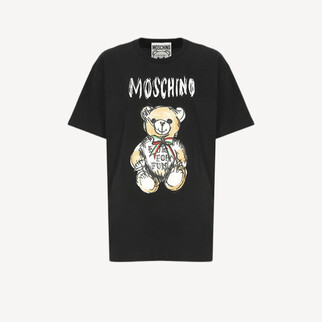 Moschino 意大利領帶泰迪熊Logo短袖T恤 黑色