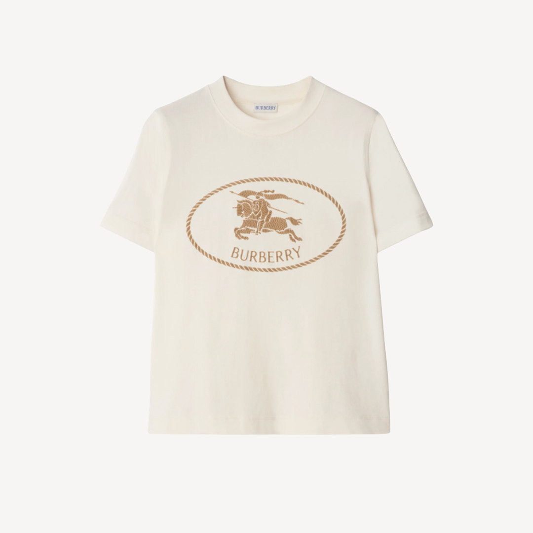 Burberry 女裝戰馬圖案棉質白色T恤 81098171