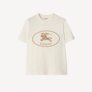 Burberry 女裝戰馬圖案棉質白色T恤 81098171